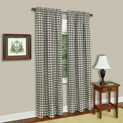 Wide Width Buffalo Check Window Curtain Panel by Achim Home Décor in Taupe (Size 42