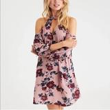 American Eagle Outfitters Dresses | 2/$22~American Eagle Outfitters Cold Shoulder Keyhole Cut Floral Dress~Xs | Color: Pink/Purple | Size: Xxs
