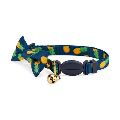 YOULY Navy Pineapple Print Breakaway Bow Tie Cat Collar