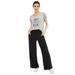 Plus Size Women's Wide Leg French Terry Sweatpant by ellos in Black (Size 10/12)