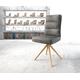 DELIFE Drehstuhl Pela-Flex Grau Antik Holzgestell konisch 180° drehbar Taschenfederkern, Esszimmerstühle