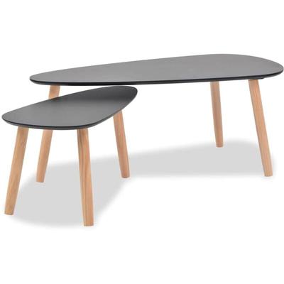 vidaXL 2-tlg. Couchtisch-Set Massivholz Kiefer Schwarz Image