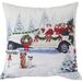 Violet Linen Seasonal Christmas Santa Claus Actions Pattern, 18 Inch x 18 Inch, Square, Decorative Cushion Cover
