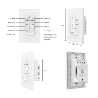 LOCUS Smart Switch, 2 in 1 Fan Speed Control and Light Dimmer Switch - 1-Gang(Capable of controlling AC ceiling fans)