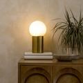 Brightech Kai 11 in. Mid-Century Modern LED Bedside Table Lamp w/ Built-In Dimmer Metal in Yellow | 11 H x 6 W x 6 D in | Wayfair TL-KAI-BRS