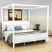 Winston Porter Comrad Canopy Wood Platform Bed w/ Headboard Wood in Brown/White | 78 H x 79 W x 83 D in | Wayfair A1B8026BDE8E4B5C8CD82363431E627C