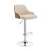 Corrigan Studio® Gray Faux Leather Black Base Adjustable Modern Bar Stool Metal in Gray/Brown | 41 H x 19 W x 19 D in | Wayfair