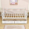 Red Barrel Studio® Wooden Daybed w/ 2 Drawers Wood in White | 35 H x 42 W x 78 D in | Wayfair B3DA08C8B8254761A08986A1278DCB06