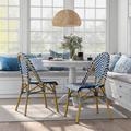 Beachcrest Home™ Avina Patio Dining Side Chair Wicker/Rattan in White/Blue | 34.75 H x 18 W x 23 D in | Wayfair 6178A4EC52AC46AFB0D9E983233BECEB