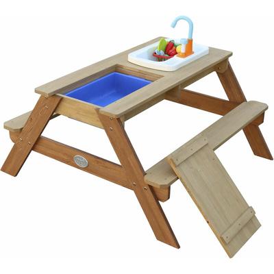 Emily Kinder Sand & Wasser Picknicktisch aus Holz Wasserspieltisch & Sandtisch mit Deckel,