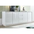 Buffet design blanc laqué brillant 4 portes 3 tiroirs L210 cm como - Blanc laqué