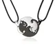 Rinhoo-Collier en Acier Inoxydable avec Pendentif Chat Noir et Blanc Bijoux pour Couple Cadeau de