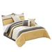 Quatrefoil Print Queen Size 7 Piece Fabric Comforter Set, Yellow and Grey