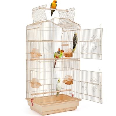 Topeakmart Almond Open Top Metal Bird Cage, 41" H