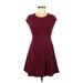 Bongo Casual Dress - A-Line: Burgundy Solid Dresses - Women's Size 6