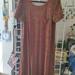 Lularoe Dresses | Lularoe Carly High Low X Print Dress | Color: Red/Tan | Size: L