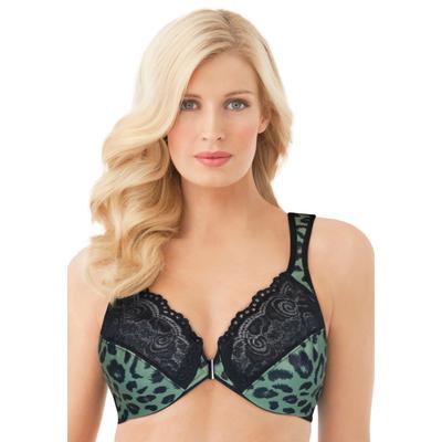 Plus Size Women's Wonderwire® Front-Close Underwire Bra 1245 by Glamorise in Leopard (Size 36 DD)