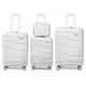Kono Luggage Sets of 4 Piece Lightweight Polypropylene Hard Shell Suitcase with TSA Lock Spinner Wheels 20" 24" 28" Travel Trolley Case + 14" Beauty Case (Set of 4, White)