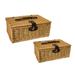 Bayou Breeze Handle Solid Wood/Fabric Basket Set Fabric in Brown | 8 H x 18 W x 12 D in | Wayfair 1282104FAEE7428B8BFB8014B4F6A66D