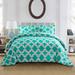 Charlton Home® Ianus Trellis Hypoallergenic Down Alternative 3Pc Comforter Set Microfiber in Green/Blue | King/California King | Wayfair