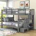Harriet Bee Full Over Full Wooden Bunk Bed w/ Storage Shelves in Gray | 63 H x 58 W x 94 D in | Wayfair A3FD6C30251940628F03892868AC7BDD