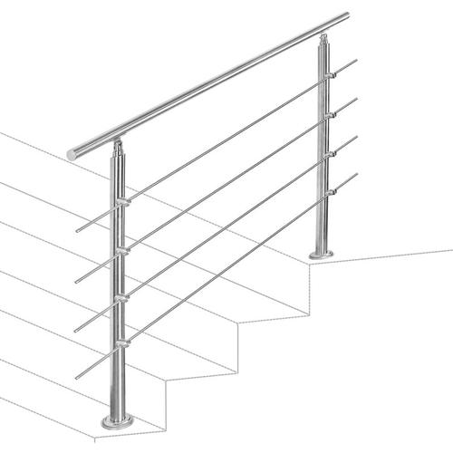SWANEW Treppengeländer Edelstahl Geländer Balkongeländer Ø 42mm für Innen und Außen Garten