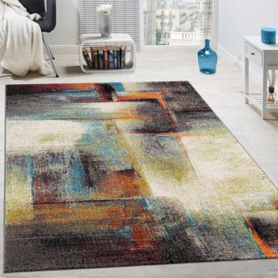 Designer Teppich Modern Kurzflor Wohnzimmer Bunt Trendig Meliert Multicolour 240x340 cm - Paco Home Image