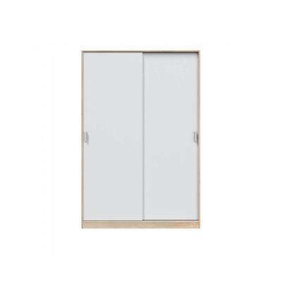 Kleiderschrank 120 cm mit zwei Schiebetüren in Weiß und kanadischer Eiche Image