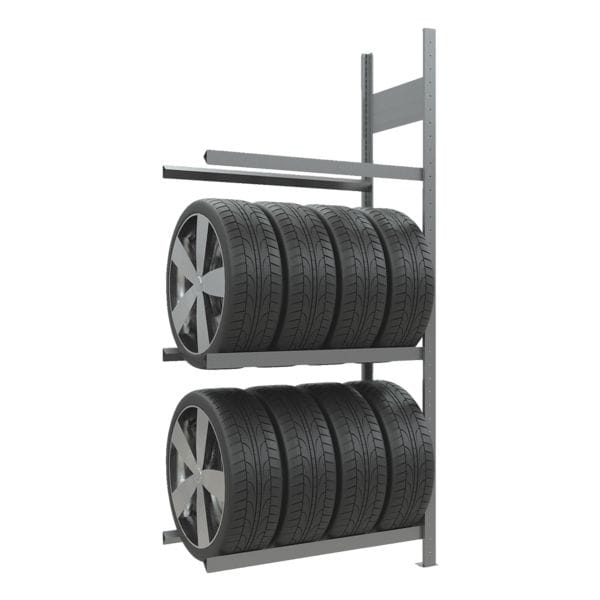SCHULTE Lagertechnik Räder-/Reifenregal Anbauregal 200 x 130 x 40 cm silber, 130x200x40 cm