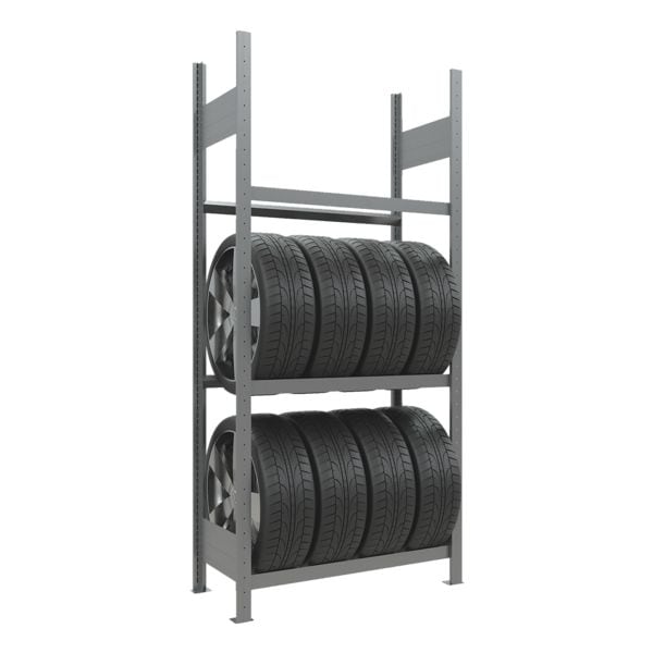 SCHULTE Lagertechnik Räder-/Reifenregal Grundregal 275 x 100 x 40 cm silber, 100x275x40 cm