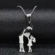 Collier de famille pour mère et fille chaîne en acier inoxydable pendentif couleur argent bijoux