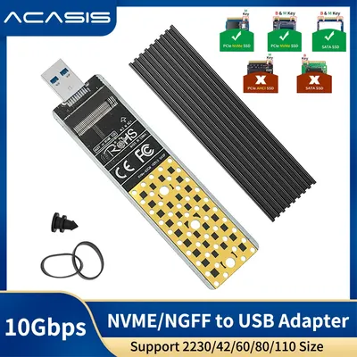 ACASIS M2 SSD Cas NVME Boîtier M.2 USB 3.1 Adaptateur SSD NVME PCIE SATA M/B Clé 2230/2242/2260/2280