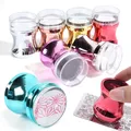 Jelly Nail Stamper Set Grattoir Tête en Silicone Transparent avec Capuchon Gabarit d'Ongles