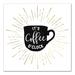 Trinx It's Coffee O'Clock - Wrapped Canvas Textual Art Canvas in Black/White/Yellow | 16 H x 16 W x 1.25 D in | Wayfair