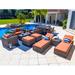 Latitude Run® Tuscany 16 Piece Rattan Complete Patio Set w/ Cushions Synthetic Wicker/All - Weather Wicker/Wicker/Rattan in Gray | Wayfair