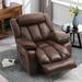 Latitude Run® 40.1" Wide Dual Motor Power Lift Assist Standard Recliner w/ Massager Stain Resistant/Genuine Leather in Brown | Wayfair