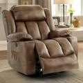 Latitude Run® Large Power Lift Recliner Chair w/ Massage & Heat for Elderly Faux Leather/Stain Resistant in Gray | 23.5 H x 22.5 W x 27 D in | Wayfair
