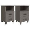 Latitude Run® Hamar Nightstand Storage Bedside Cabinet Nightstand w/ 2 Drawers Pine Wood in Gray | 24.4 H x 15.7 W x 13.8 D in | Wayfair