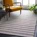 Black/White 114 x 76 x 0.24 in Indoor Area Rug - Gracie Oaks Leiner Striped Power Loom Area Rug in Ivory/Black | 114 H x 76 W x 0.24 D in | Wayfair