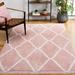Pink/White 91 x 60 x 1.1 in Indoor Area Rug - Foundry Select Belniak Geometric Power Loom Area Rug in Pink/Ivory Polyester/Cotton | Wayfair