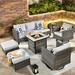 XIZZI Wicker/rattan 5-person Seating Group Rocking Chair w/ Fire Pit Table Synthetic Wicker/All - Weather Wicker/Wicker/Rattan in Gray | Outdoor Furniture | Wayfair