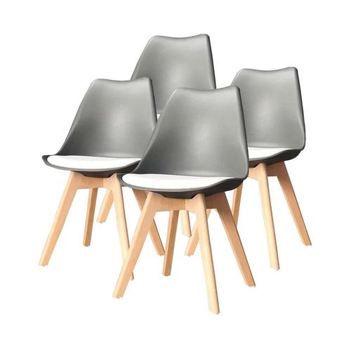 Set mit vier skandinavischen Stühlen vlsy Weiß/Grau - Weiß/Grau