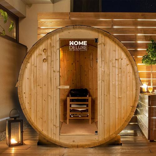 HOME DELUXE - Outdoor Fasssauna LAHTI XL - 195 x 220 cm für 4 Personen Sauna Saunakabine