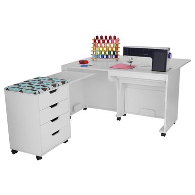 Arrow Laverne Sewing Cabinet with Shirley Four Drawer Storage Cabinet in White