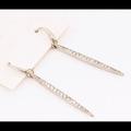 Michael Kors Jewelry | Designer Michael Kors Silver Pave Swarovski Crystal Long Dangle Earrings | Color: Silver | Size: 2”L