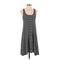 Swing Casual Dress Scoop Neck Sleeveless: Black Stripes Dresses - Women