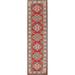 Red Geometric Oriental Kazak Runner Rug Hand-knotted Wool Carpet - 2'9" x 10'11"