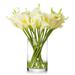 Enova Home 20 Pieces Real Touch Faux Calla Lily Artificial Flowers in Vase with Faux Water for Dining Table Decor, Wedding Event