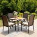 5 -Piece Patio Dining Set , 4 Chairs and 1 Wood-like Top Metal Table with 1.57'' Umbrella Hole