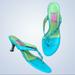 Lilly Pulitzer Shoes | Lilly Pulitzer Vintage Thong Kitten Heel Sandal Teal Green Shoes Size 7.5 Preppy | Color: Blue/Green | Size: 8